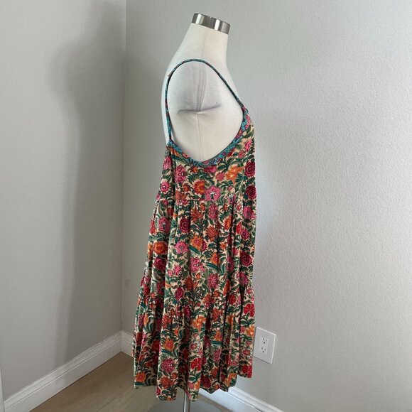 Natural Life Womens Small Floral Sleeveless Tiered Dress Square Neck - Picture 7 of 10
